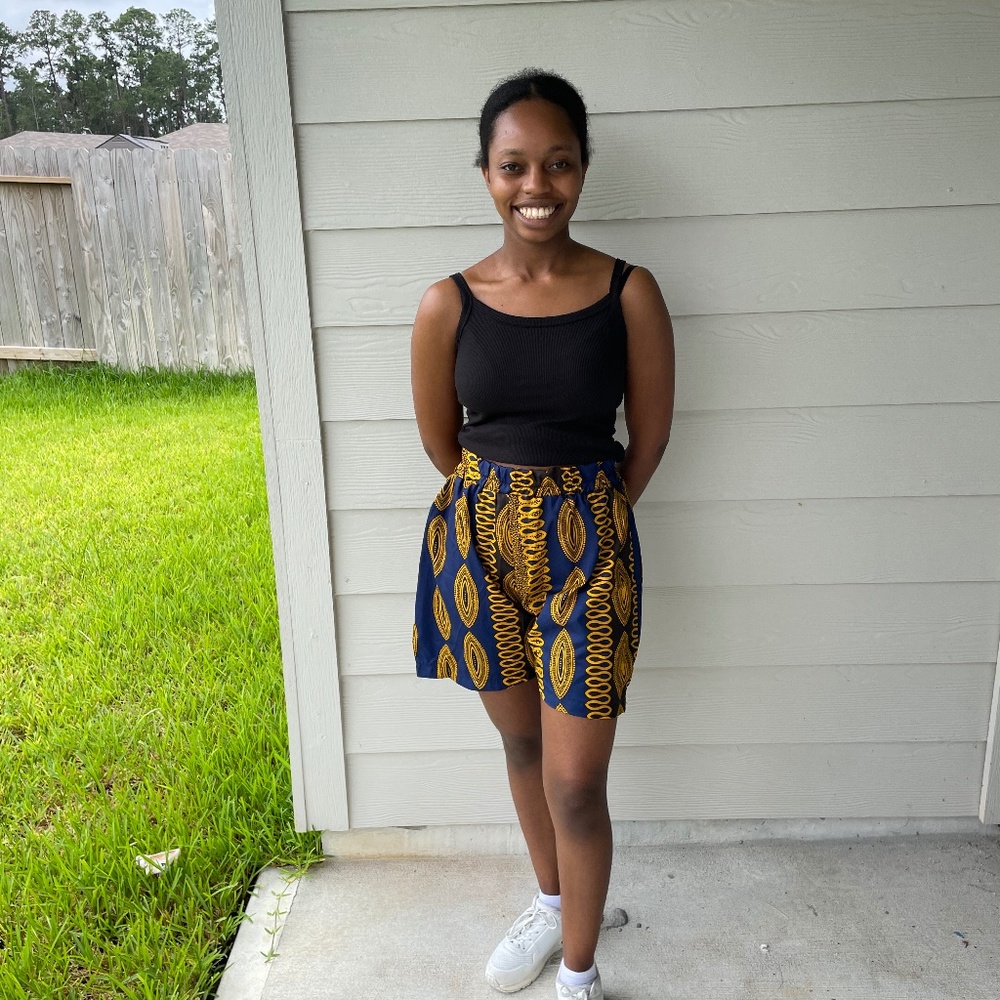 African print shorts